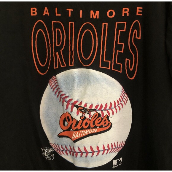 Official Fan 1992 Baltimore Orioles T Shirt Size L Black VTG Single Stitch USA - Picture 4 of 15